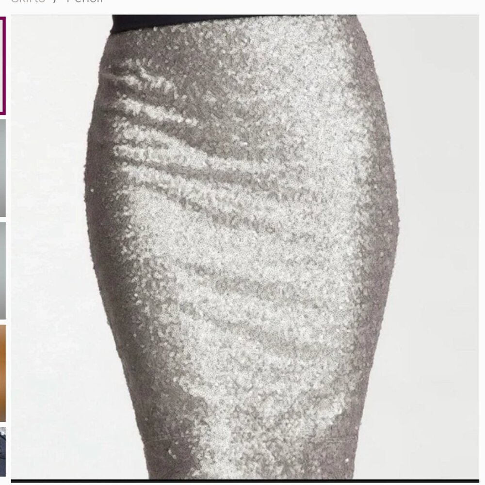 NWT Bebe S XS Silver Platinum Sequin Pencil Skirt